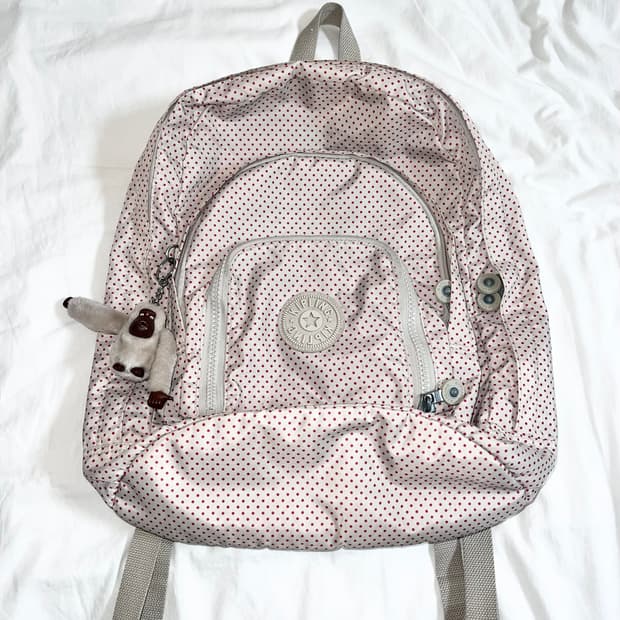 키플링 정품 핑크 도트 백팩 베이지컬러&핑크도트 희귀매물