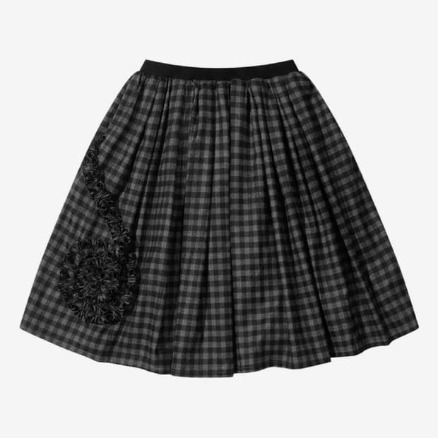 FRILL CHECK BANDING SKIRT (BLACK)