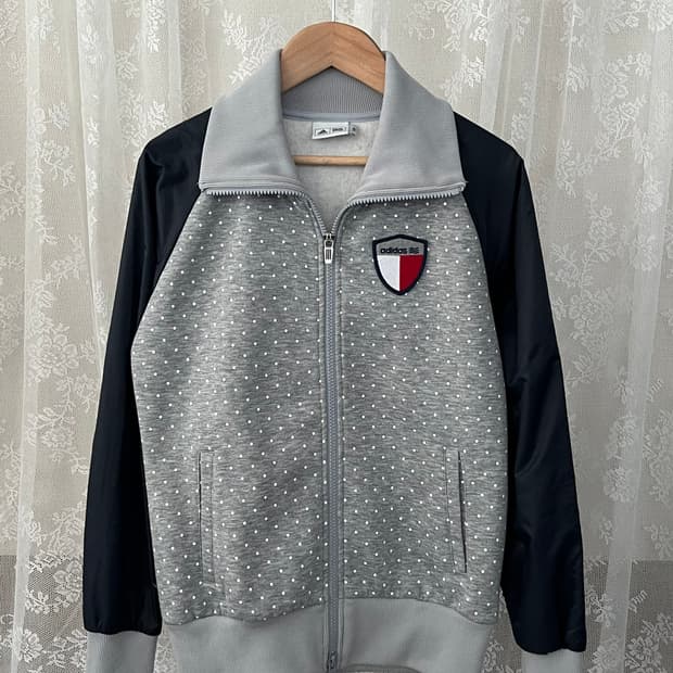 S) 아디다스 도트 기모 집업 자켓