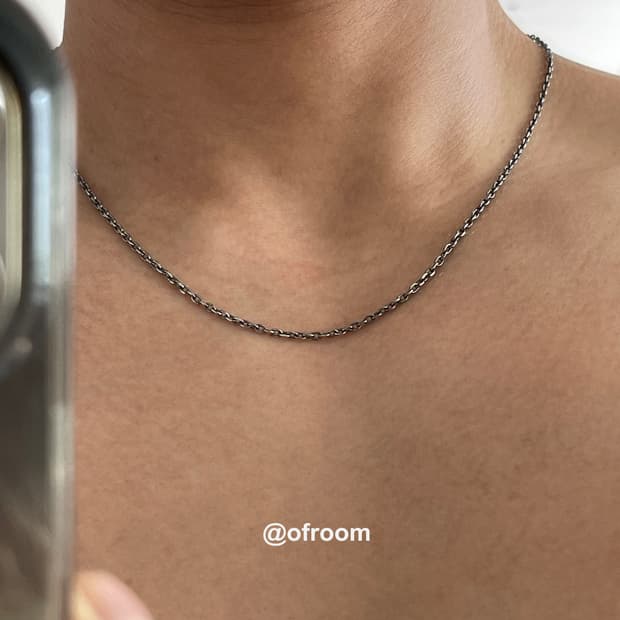 앤틱실버925 빈티지 노팬던트 훅 체인 목걸이 50cm