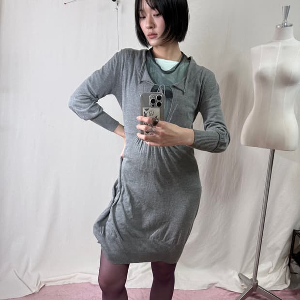 Sportmax 실크 블렌드 니트 튜닉 드레스