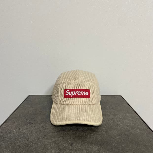 슈프림 캠프캡 모자 스트링 내츄럴 레드 박스로고