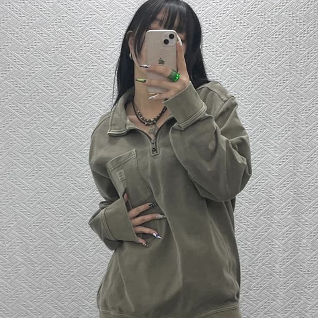 팀버랜드 빈티지 그런지 캐주얼 반집업 맨투맨 L C08611