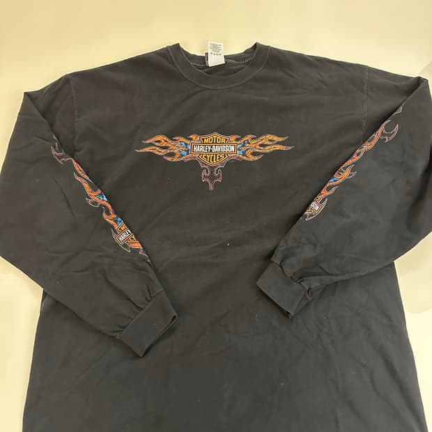 빈티지 할리데이비슨 롱슬리브 플레임 2xl