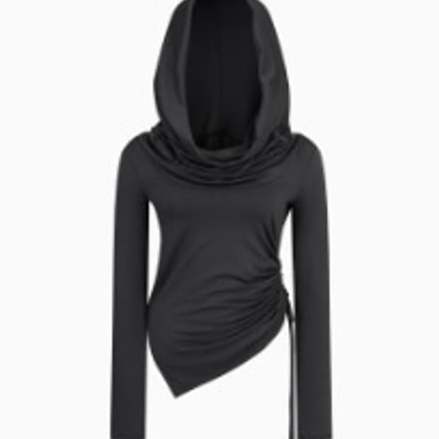 카시코 Cowl Hood Long Sleeve Charcoal