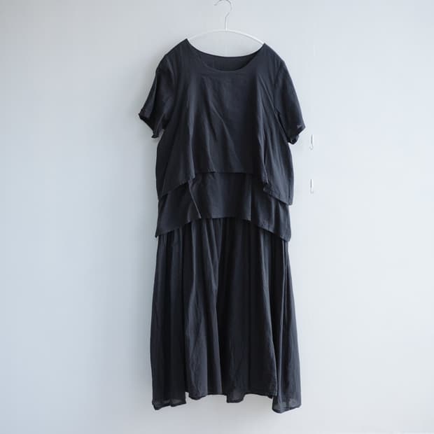 Black Multi-Tiered Short-Sleeve Dress