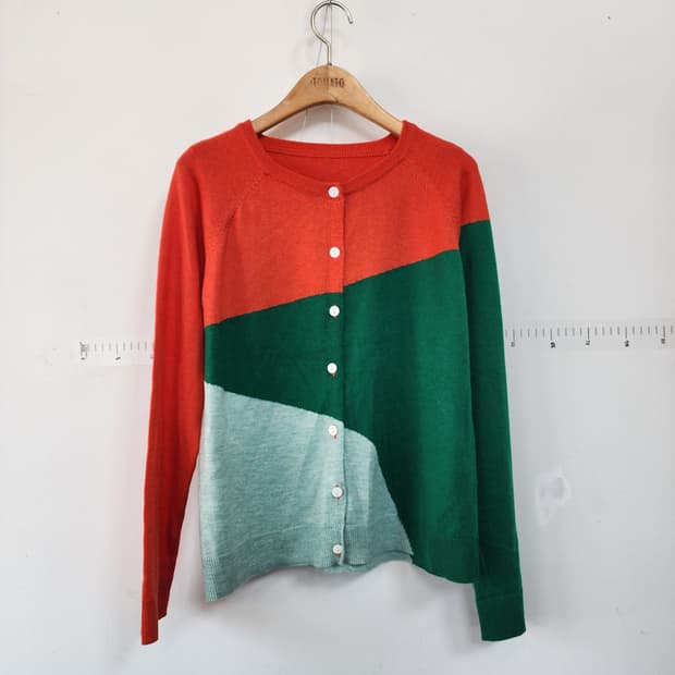 컬러풀 배색 컬러 니트 가디건