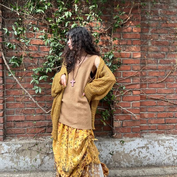 보헤미안 히피 그물 니트 가디건