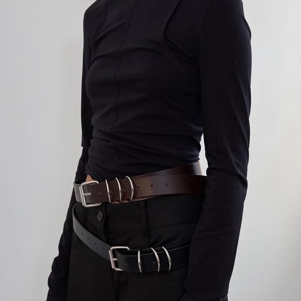 [LCDC] SQUARE BUCKLE LEATHER BELT(BROWN)