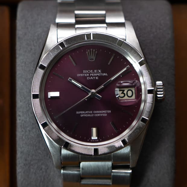 롤렉스 오이스터 퍼페츄얼 데이트 엔진턴베젤 1501 버건디 빈티지 시계