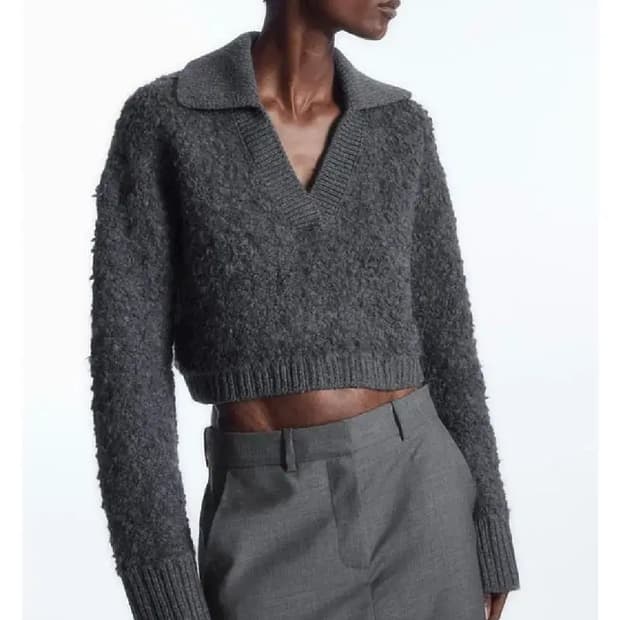 코스(COS) 알파카 혼방 크롭 카라넥 니트 스웨터 