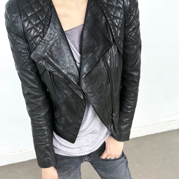 Asymmetrical Black leather jacket