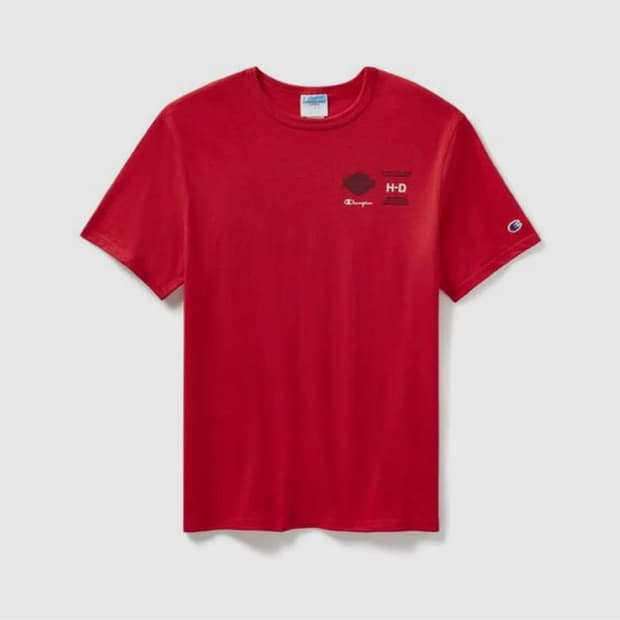 XL) 챔피온 X 할리데이비슨 팬애틱 반팔티셔츠 레드