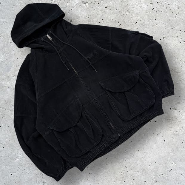 [M] 디스이즈네버댓 블랙 코듀로이 후드 집업 자켓 B957