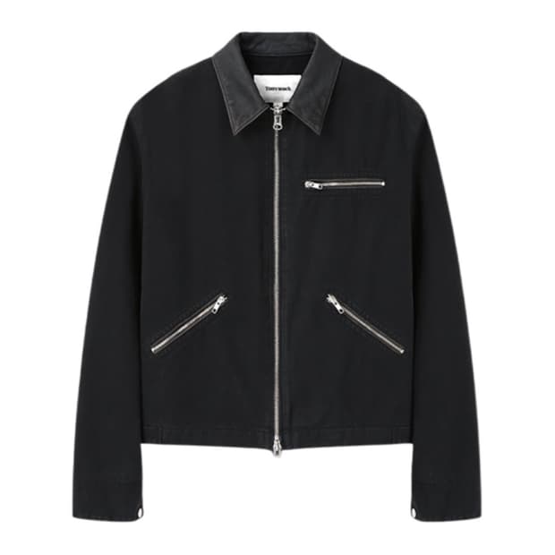 토니웩 레더 칼라 가먼트 워시드 집 워크 자켓 페이디드 블랙 M