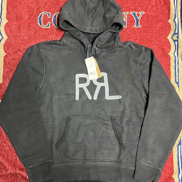 RRL 랜치 로고 후디 블랙