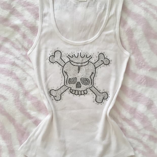 큐빅 해골 나시 y2k 락시크 펑크 오네갸루