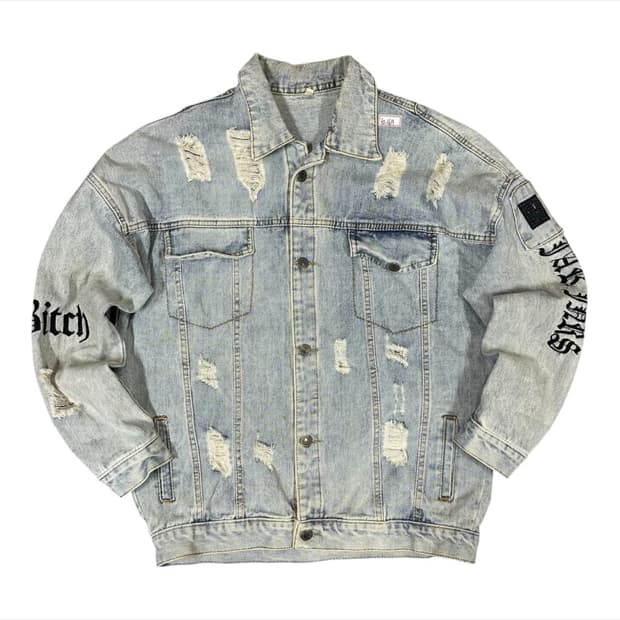 (바배) 레터링 데님 청자켓