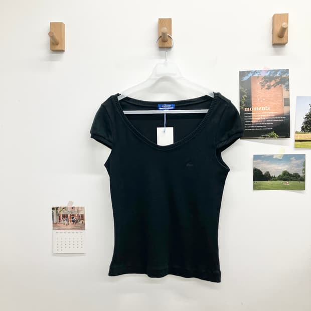 버버리 반팔 코튼 블라우스