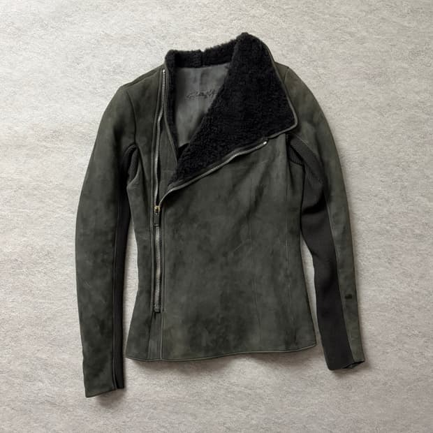 릭오웬스 사선 램스킨 무스탕자켓