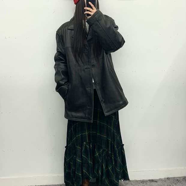 Guess 오버핏 레더 자켓