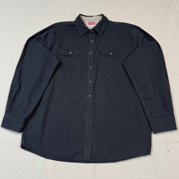 XL) Wrangler 랭글러 투포켓 워크웨어 코튼 셔츠 블랙 W4