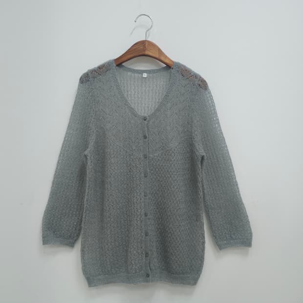 모헤어 혼방 레이스 펀칭 시스루 가디건