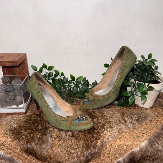 Salvatore Ferragamo suede bohemian heels