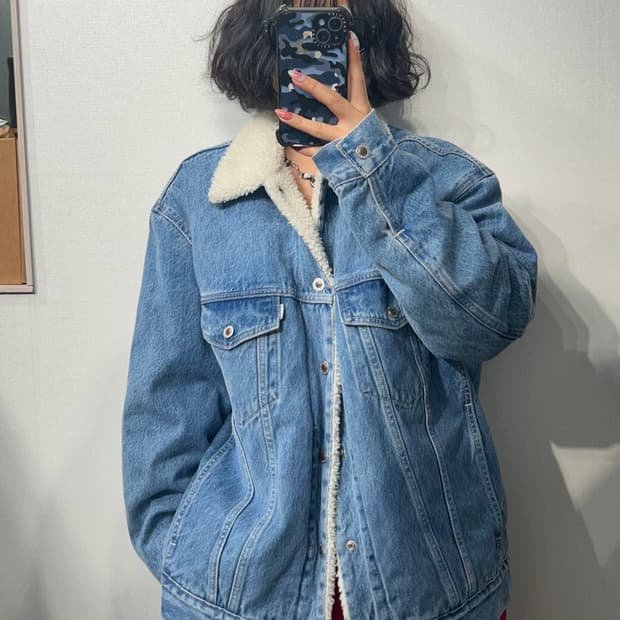 스몰 리바이스 실버탭 쉐르파 양털 오버핏 데님 자켓