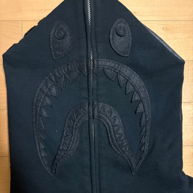 베이프 올블랙 샤크후드집업 XL