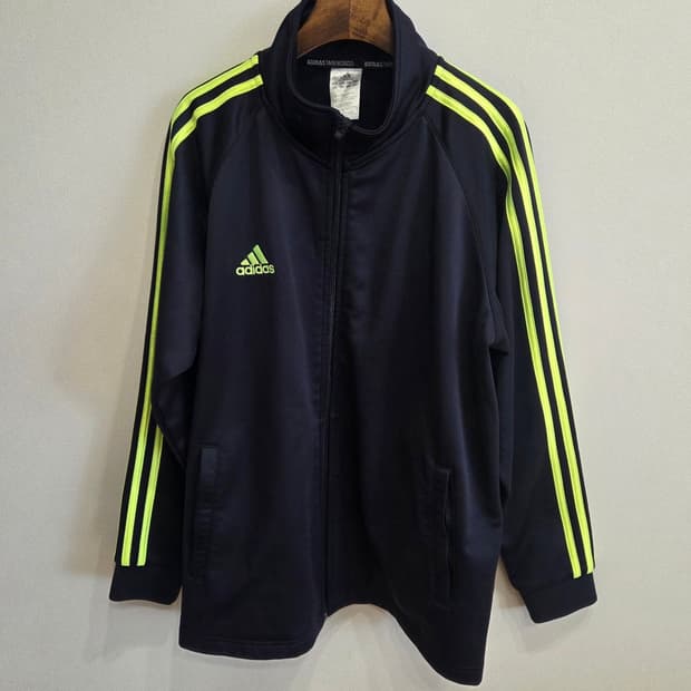 아디다스 네이비 형광 삼선 트랙 자켓 M