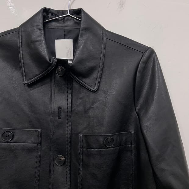 SSUMJ 프리미엄라인 크롭 비건 레더자켓