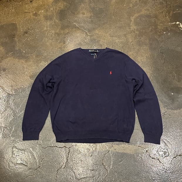 폴로 랄프로렌 피마 코튼 네이비 니트 L