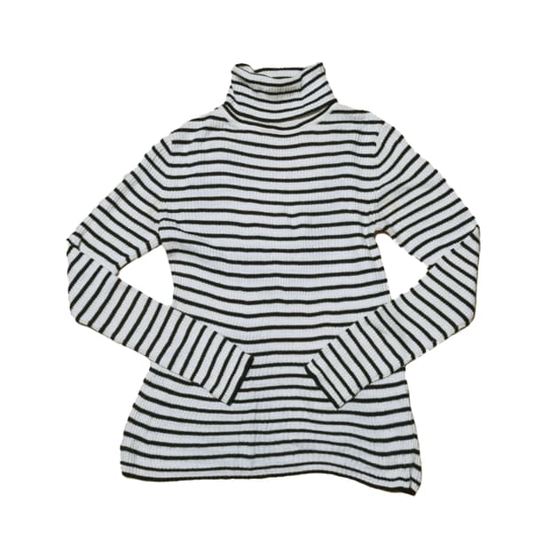 빈티지 단가라 스트라이프 목티 폴라티 목폴라 니트 레이어드 모리걸하구미