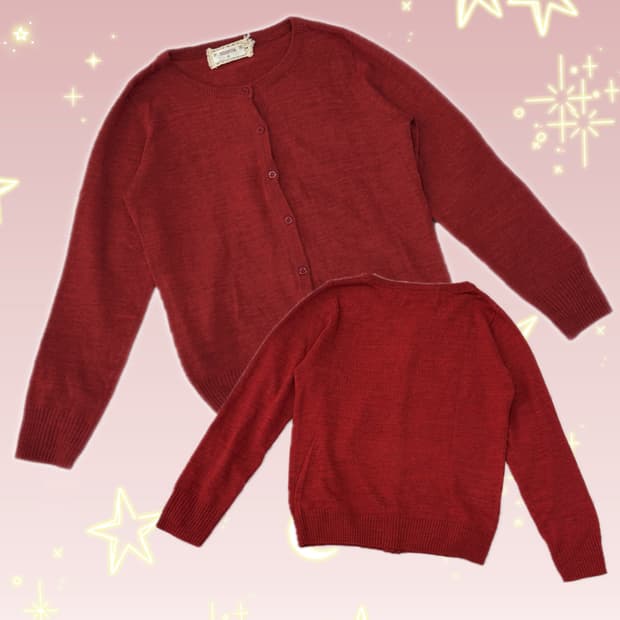 SOSPITA 레드 러블리 베이직 가디건 그런지 히피 가을 하구미 