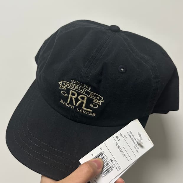 더블알엘 랜치 로고 트윌 볼캡 블랙(김우빈 모자)
