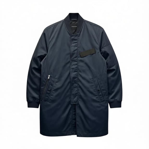 타임 MA-1 롱 봄버 항공점퍼 노카라 소매 지퍼 디테일 네이비