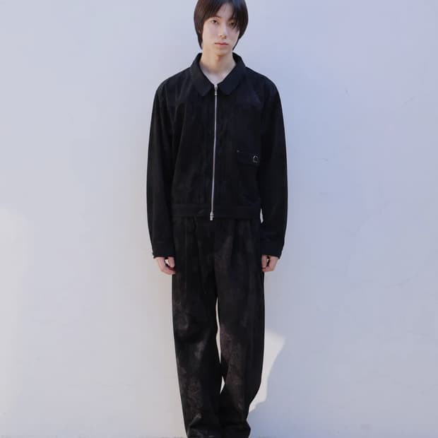 [1] 음양 플라워 코듀로이 트러커 블랙