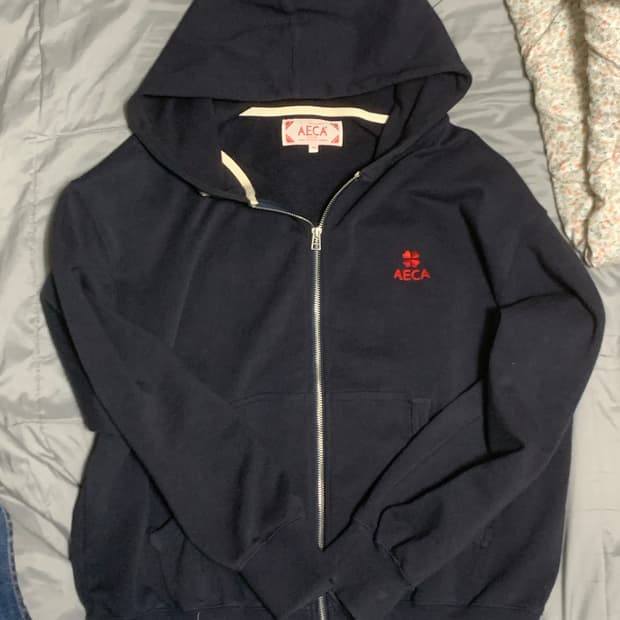 에이카화이트 후드집업 네이비