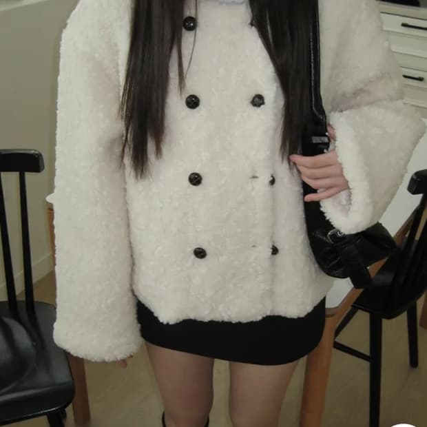 양털 라운드 퍼자켓 피코트 숏코트 빈티지 핀터레스트 