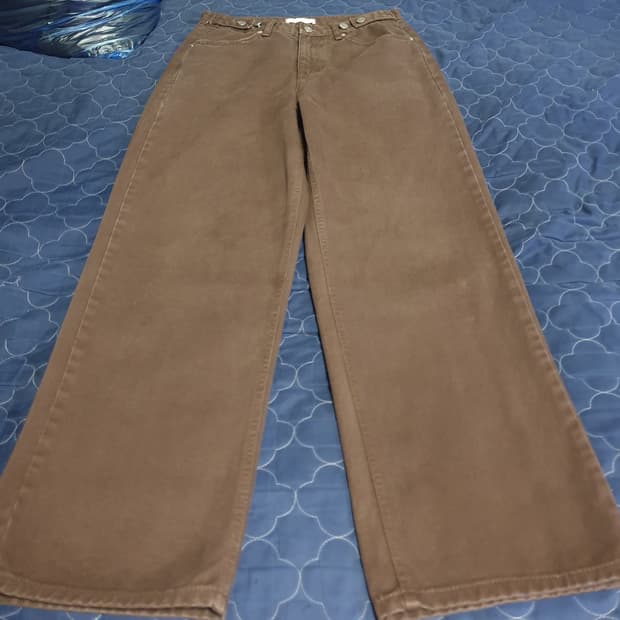 EOOB 이우브 허리조절버튼 와이드 코튼팬츠 브라운 (30)