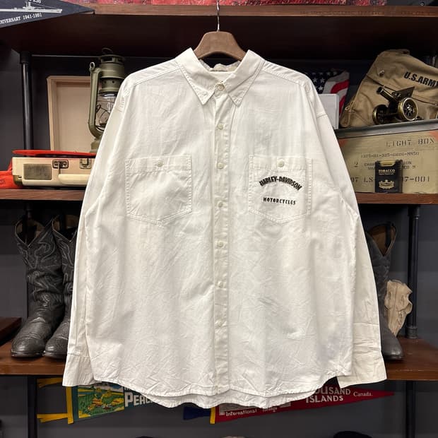 00s 할리데이비슨 아치 엠브로이드 레터링 라이딩셔츠 N957