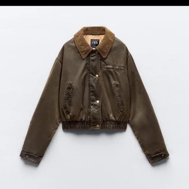 자라 봄버 왁스점퍼 콤비 자켓