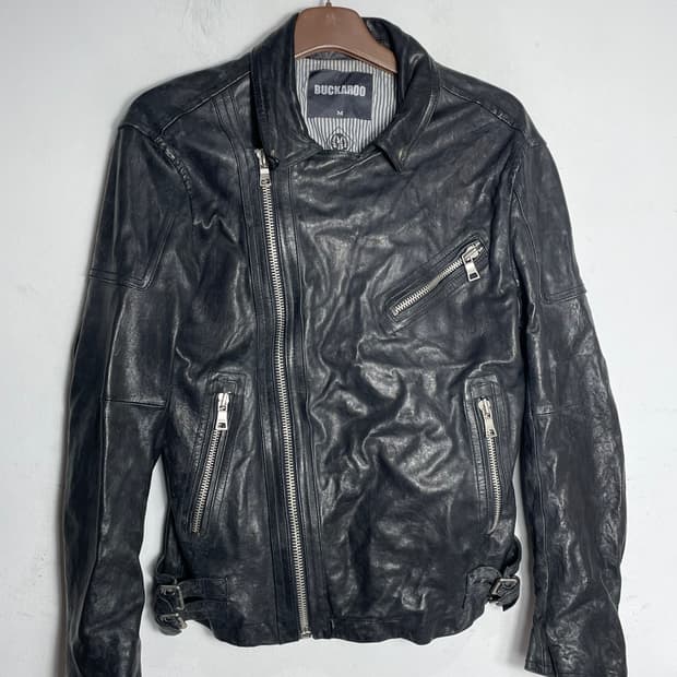 (BUCKAROO)버커루 블랙 가죽 라이더 자켓