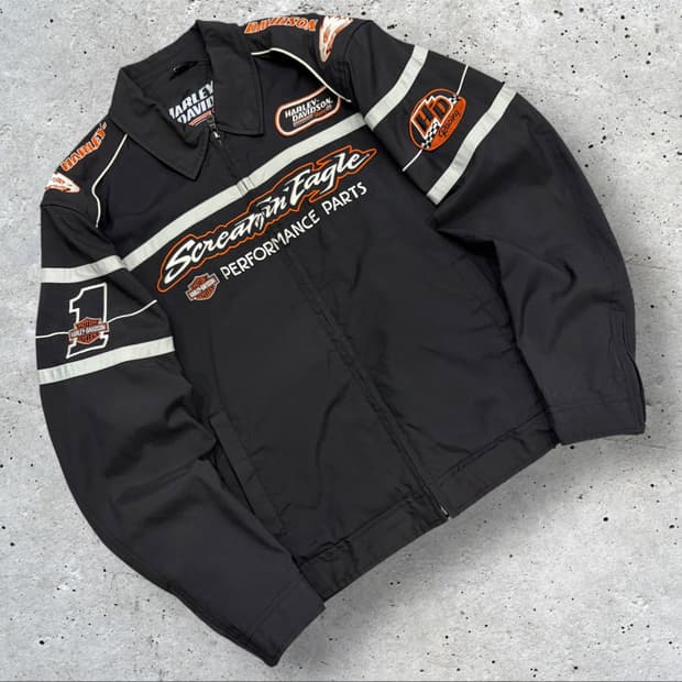 [L] 07s 할리데이비슨 스크리밍이글 라이더 집업 자켓 수입택 C835