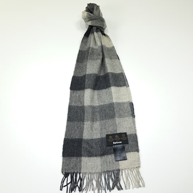 MX630 바버 00s 램스울 버팔로 체크 차콜 머플러 목도리