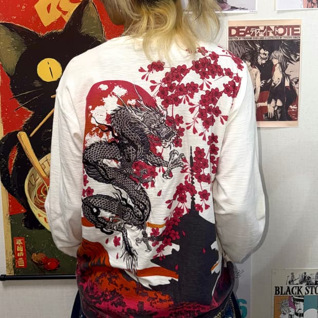 카라쿠리타마시 오리엔탈 용 자수 롱 슬리브 xl