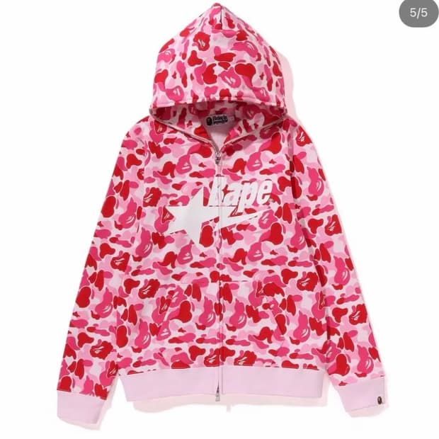 베이프 abc 카모 스타 후드집업 핑크 xs