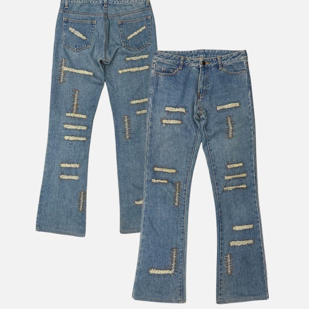 slash stitch boots-cut jean