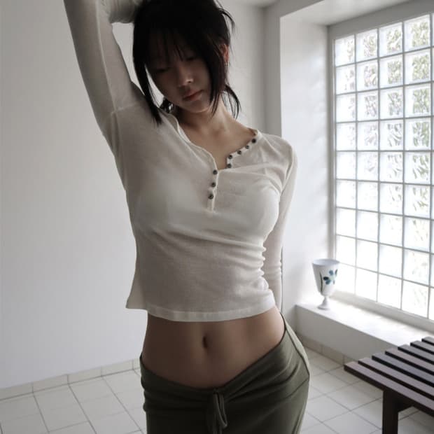 울30 텐셀 슬림핏 t shirt (아이보리/그레이)